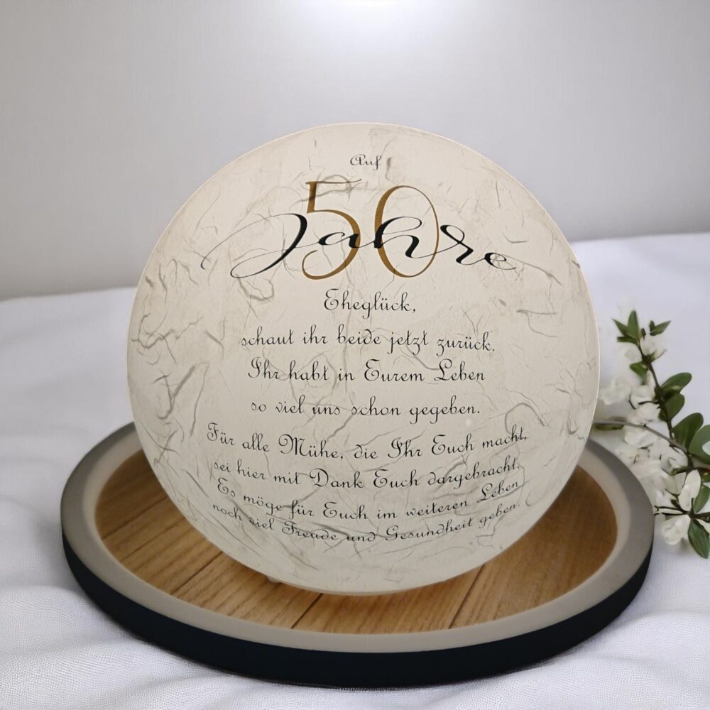 Leuchtkugel "50/60/65 Jahre Eheglück"